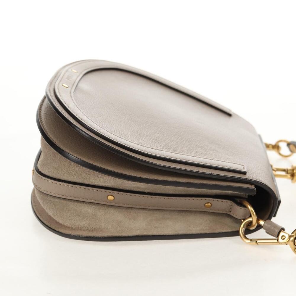 Chloe Nile Medium Bracelet Shoulder Bag Leather Beige Gold Auth 157808 - Picture 4 of 16